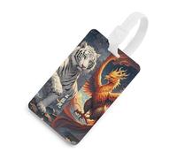 4 etichette per bagagli Great Divine Beasts, con carta d'identità, etichette resistenti per borse da viaggio, impermeabili, per valigie, zaini e custodie da viaggio, stile bianco