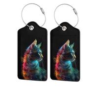 4 etichette per bagagli in pelle per valigie, spettro fluo, ritratti, valigie, identificatori per valigie, etichette identificative per nome, borse da viaggio, accessori per bagagli con anello in