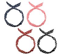 4 fasce a pois tondi per donne e ragazze, con fiocco, colore: nero, rosso, rosa e blu, accessorio per capelli vintage anni '50, ideale per Natale, sport, feste e tutti i giorni
