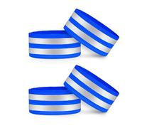4 Fasce Catarifrangenti Running Blu 2 Bande 35 x 5 cm Elastiche Regolabili