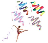 4 fasce da ginnastica da 2 m, per bambini con asta vorticosa Baton, danza, streamer, ginnastica ritmica, per danza artistica, talentshows