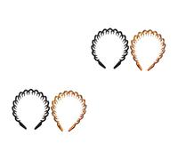 4 fasce ondulate a denti lunghi, per donne, turbante, pettine dentato, dentata, a zigzag (capelli neri da donna