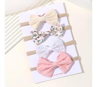 4 fasce per capelli con fiocco in nylon fatte a mano, in morbido tessuto sottile, elastici per capelli, accessori per capelli per donne giovani