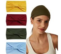 4 fasce per capelli da donna larghe annodate turbanti bandane per la testa, fasce per capelli in tessuto elastico per lo sport, la corsa (floreale)