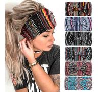 4 fasce per capelli da donna larghe annodate turbanti bandane per la testa, fasce per capelli in tessuto elastico per lo sport, la corsa (floreale)