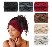 4 fasce per capelli da donna larghe annodate turbanti bandane per la testa, fasce per capelli in tessuto elastico per lo sport, la corsa (floreale)