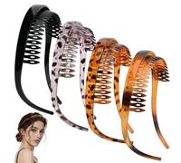 4 fasce quadrate per donne che indossano occhiali, nessuna pressione, nessun mal di testa, comode fasce per capelli con denti per capelli di medio spessore, flessibili, a zig zag, in plastica