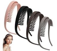 4 fasce quadrate per donne che indossano occhiali, nessuna pressione, nessun mal di testa, comode fasce per capelli con denti per capelli di medio spessore, flessibili, a zig zag, in plastica