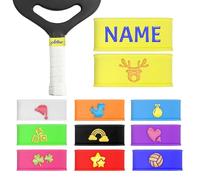 4 Fascette Personalizzate per Impugnatura da Pickleball - Adatta a Tutti i Manici Delle Racchette - Nastro Grip in Silicone per Racchetta Personalizzato con Nome - Pickleball Accessori - Giallo