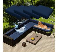 4 federe impermeabili per divano, blu navy, cuscini di ricambio per pelliccia di rattan, copridivano angolare a forma di L (55 x 45 x 10 cm), protezione durevole ed elegante