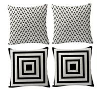 4 federe per cuscini 18x18 pollici in morbido lino con cerniera semplici federe per cuscini geometrici in bianco e nero per casa ufficio auto solo copertura