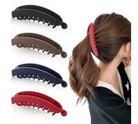 4 fermagli grandi a banana per capelli a forma di coda di cavallo, a banana, stile vintage, per capelli grandi e spessi, per donne e ragazze (combinazione di colori 3)
