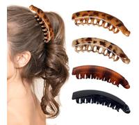 4 fermagli per capelli a banana per capelli da sottili a spessi, per donne e ragazze, antiscivolo (color caffè, ambra, crema ambra, nero brillante e guscio di tartaruga opaco)