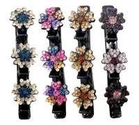 4 fermagli per capelli a forma di fiore da donna, con strass scintillanti intrecciati a becco d'anatra, forcine per capelli a doppio strato, per feste, matrimoni e tutti i giorni