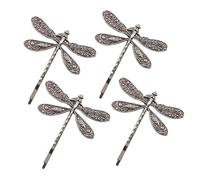 4 fermagli per capelli a forma di libellula argentata, stile retrò, per matrimoni, accessori per capelli per acconciature da sposa, accessori per capelli per ragazze e signore, forcine per capelli