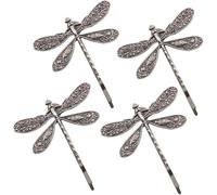 4 fermagli per capelli a forma di libellula, color argento, stile retrò, anticato, per acconciature da sposa, accessori per lo styling dei capelli, per ragazze e donne, forcine per capelli