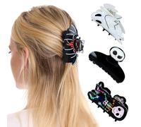 4 fermagli per capelli a forma di scheletro per Halloween, pipistrello, fantasma e maschera, in acrilico, per cosplay, feste a tema, accessori per capelli di Halloween, regalo per donne