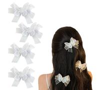 4 fermagli per capelli bianchi ricamati a forma di farfalla, con perle, forcine per capelli da sposa, accessori per capelli da donna