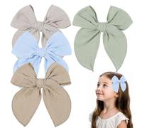 4 Fermagli per Capelli con Fiocco per Ragazze, Accessori per Neonate e Bambine (Blu Verde)