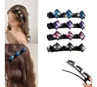 4 fermagli per capelli con fiore di cristallo colibrì fermaglio per capelli con clip quadrifoglio, forcine per capelli in tessuto satinato, con fermagli, grandi fermagli per capelli spessi