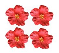 4 fermagli per capelli con fiori hawaiani rossi, per donne e ragazze, alla moda, accessori per capelli per ballerine, matrimoni, feste in spiaggia, 8 cm, ZS589