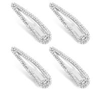 4 fermagli per capelli con strass, a forma di goccia d'acqua, in metallo, a scatto, forcine per capelli argentate, fermagli per capelli da donna, per spose, matrimoni, feste, balli di fine anno, 5 cm