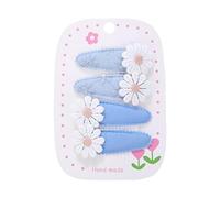 4 fermagli per capelli in tessuto, margherite e girasole, dolci e carini, fatti a mano, colore: blu