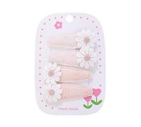 4 fermagli per capelli in tessuto, margherite e girasole, dolci e carini, fatti a mano, colore rosa chiaro