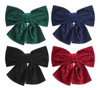 4 fermagli per capelli in velluto, con fiocco di coccodrillo, accessori per capelli per bambini, ragazze, colore rosso, verde, nero, blu navy, 4 pezzi