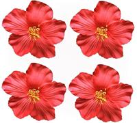 4 fermagli per capelli rossi hawaiani per donne e ragazze, alla moda, con fiori bohémien, accessori per capelli per ballerine, matrimoni, feste in spiaggia, accessori per capelli, 8 cm