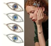 4 fermagli per capelli vintage con occhio del diavolo, in metallo, per donne, malocchio, fermagli per capelli di sicurezza, gioielli contro il malocchio, forcine blu per capelli malocchio per donne e