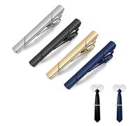 4 fermagli per cravatta, da uomo, fermacravatta, fermacravatta, fermacravatta, classico stile business, per San Valentino, anniversario, feste, riunioni, appuntamenti, S, Metallo, 1