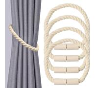 4 fermatenda magnetici per tende, in legno bohémien, fermatenda, corda di cotone, fermatenda per tende, decorazione per la casa e l'ufficio