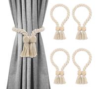 4 fermatenda magnetici per tende, in legno, fermatenda, corda di cotone, fermatenda per tende, decorazione per la casa e l'ufficio