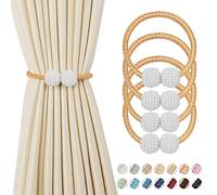 4 fermatende magnetici per tende, lunghi 48,3 cm, con sfere di perle, fermatenda magnetici, fermatenda europei, per casa, ufficio, finestra di hotel, decorazione per finestre, color bronzo