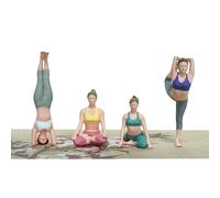 4 figure in posa yoga in scala 1/64 per accessori per case delle bambole,