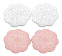 4 filtri di scarico in silicone - 2 bianco e 2 rosa, filtro per capelli per cucina, doccia, vasca da bagno e lavandino, filtro di scarico riutilizzabile per doccia/vasca da bagno (5 - 15 cm di