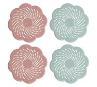 4 Filtri Scarico Doccia in Silicone Raccogli Capelli con Ventose 14,5 cm | Morbidi e lavabili per cucina bagno vasca e doccia come filtro lavello cucina e filtro lavandino bagno blu e rosa