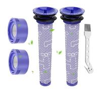4 filtri V8 per Dyson, kit di ricambio per aspirapolvere senza fili Dyson V7 V8 Animal Absolute Motorhead con 2 post-filtri HEPA, 2 prefiltri, 1 spazzola, ricambi accessori # 965661-01 & 96747801