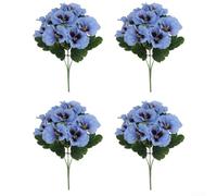 4 fiori artificiali realistici del pensiero del pensiero per la decorazione di casa, feste e matrimoni, realizzati per colori di lunga durata e facile styling (blu poco profondo)