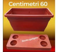 4 Fioriere con Sottovaso a Incastro con Sistema di Riserva Acqua Lunghezza 60cm