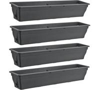4 fioriere da balcone, 100 cm, con serbatoio d'acqua, colore antracite, 25 l, resistenti alle intemperie, inserto, giardino e balcone