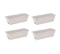 4 fioriere in plastica con drenaggio e vassoio per l'acqua, progettate per verdure, piante grasse e fiori che crescono su davanzali e balconi (grigio sfumatura)