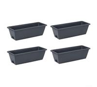 4 fioriere in plastica con fori di drenaggio e vassoio abbinato, per piantare interni ed esterni, tra cui verdure, fiori e piante grasse (grigio scuro)