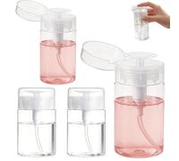 4 flaconi a pompa, 100 ml, 200 ml, trasparenti, dispenser per solvente per unghie e struccante, da riempire con pressione verso il basso, bottiglia per cosmetici per viaggi e casa