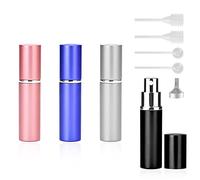 4 flaconi atomizzatori profumo da 10 ml, flacone spray ricaricabile con imbuto, contagocce a molla, contagocce diviso, bottiglia da viaggio portatile prova perdite donne, uomini, viaggi in famiglia