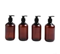 4 flaconi riutilizzabili con erogatore a pompa, 500 ml, vuoti, in vetro, per bagno, doccia, shampoo, lozioni, bagnoschiuma, oli essenziali (marrone)