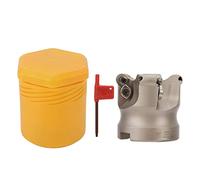 4 Flute Face Mill Head, CNC Lathe Milling Cutter Tool, Spiral Offset Design with High - Temp Coating for APMT1204 Insert, Made of Hardened 40Cr Steel for Fine and Rough Metal Machi