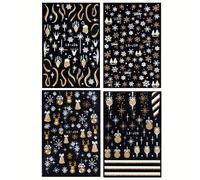 4 Fogli Adesivi Lucidi per Unghie e Cuticole - Adatti per , Decalcomanie Plastiche Autoadesive con Motivi di e , Accessori Temporanei per Nail Art Natalizi (4 Fogli)