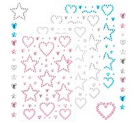 4 fogli di pietre glitterate autoadesive, a forma di stella, con strass colorati, autoadesivi, cristalli per viso, trucco occhi, unghie, fai da te